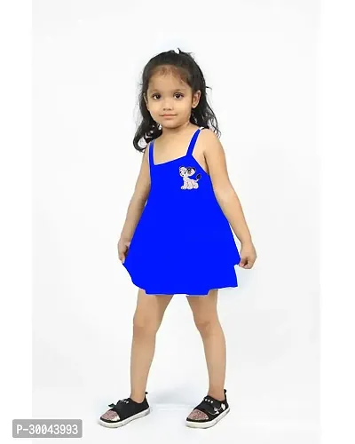 Fabulous Blue Cotton Solid Frock For Girls