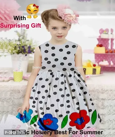 Fabulous White Cotton Blend Printed Frock For Girls-thumb0