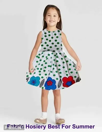 Fabulous White Cotton Blend Printed Frock For Girls