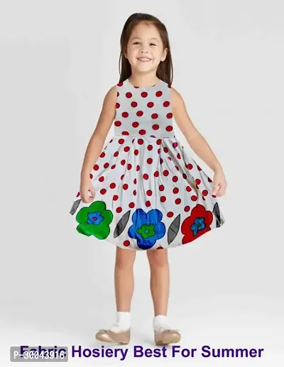 Fabulous White Cotton Blend Printed Frock For Girls