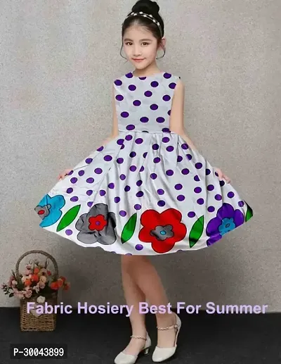 Fabulous White Cotton Blend Printed Frock For Girls