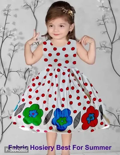 Fabulous White Cotton Blend Printed Frock For Girls-thumb0