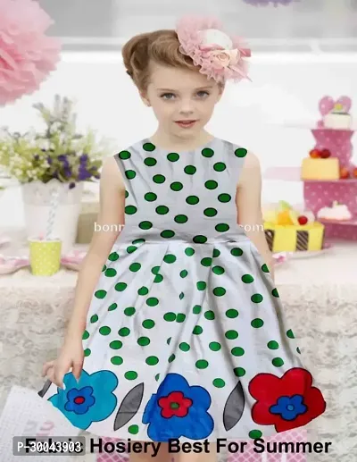 Fabulous White Cotton Blend Printed Frock For Girls