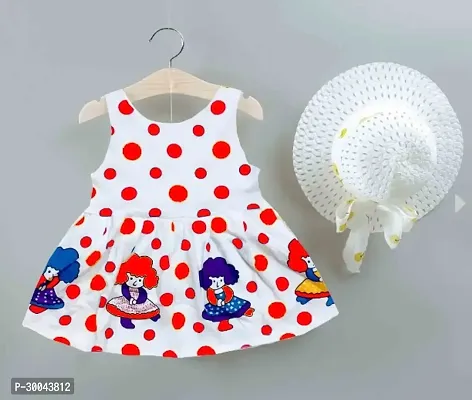 Fabulous White Cotton Printed Frock For Girls-thumb0