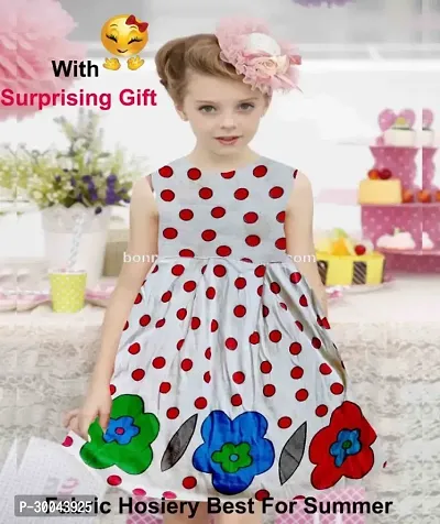 Fabulous White Cotton Blend Printed Frock For Girls