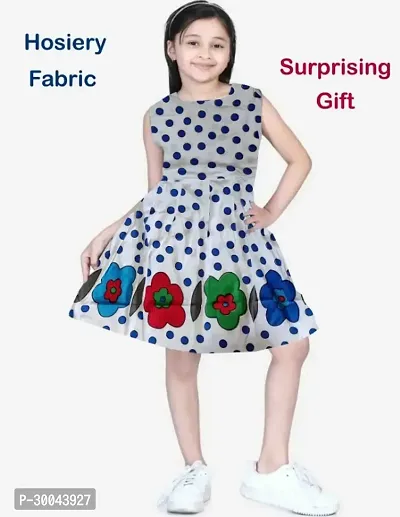 Fabulous White Cotton Blend Printed Frock For Girls