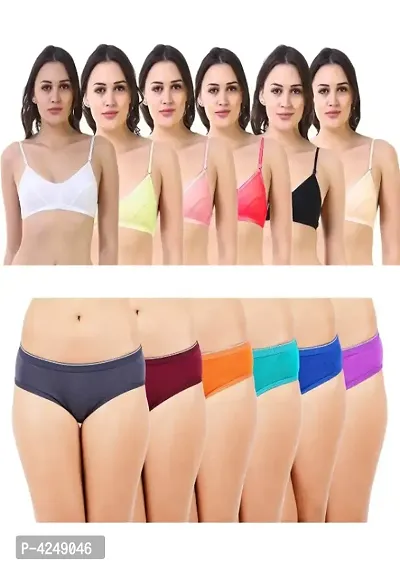 Women Trendy Bra  Panty Set Pack Of 6
