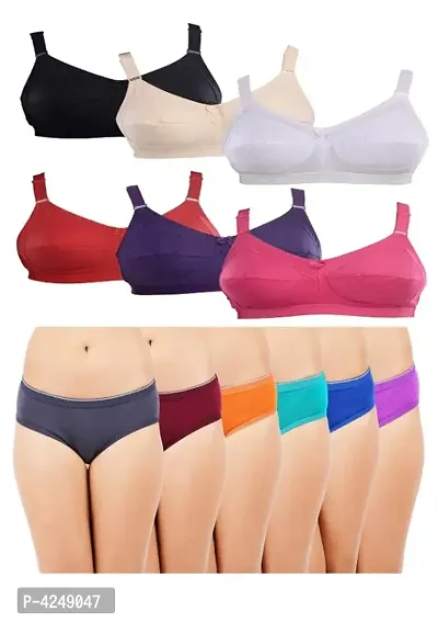 Women Trendy Bra  Panty Set Pack Of 6