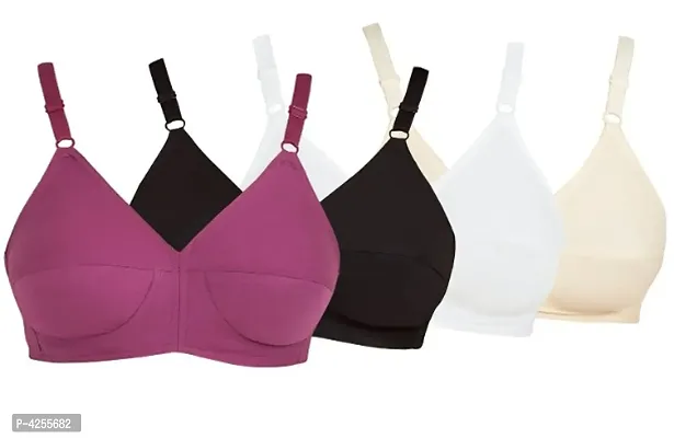 Multicoloured Cotton Blend Solid Bras For Women-thumb0