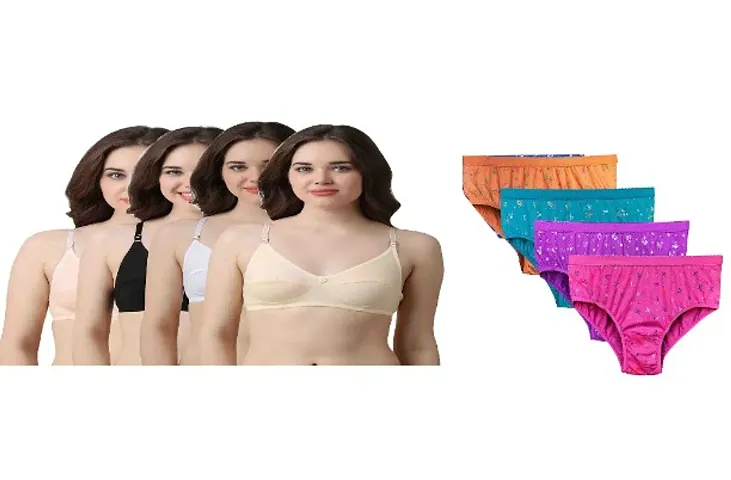 Women Trendy Bra Panty Set Pack Of 4