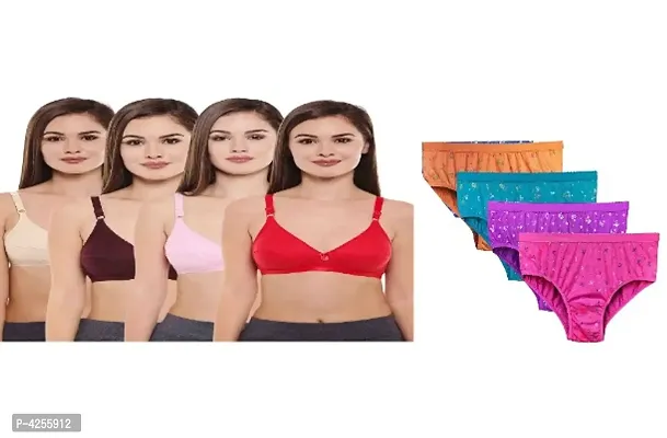 Women Trendy Bra  Panty Set Pack Of 4