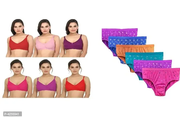 Women Trendy Bra  Panty Set Pack Of 6-thumb0