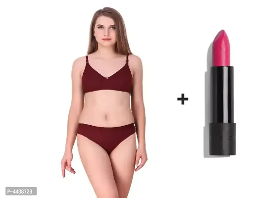 Women Trendy Lingerie Set With Pack Of 1 Lipstick