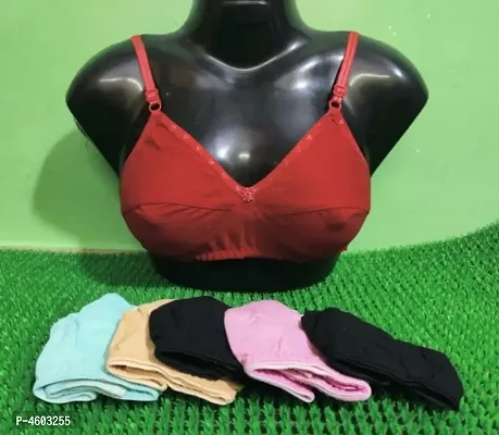 Multicoloured Cotton Solid Bras For Women