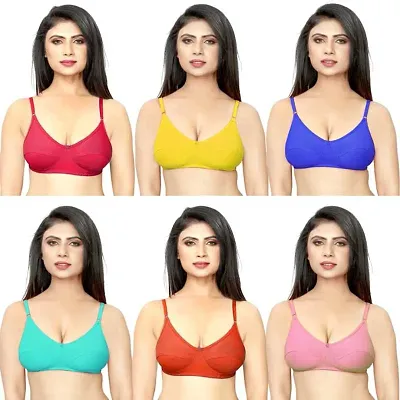 Buy Multicoloured Cotton Blend Solid Bras For Women Online In