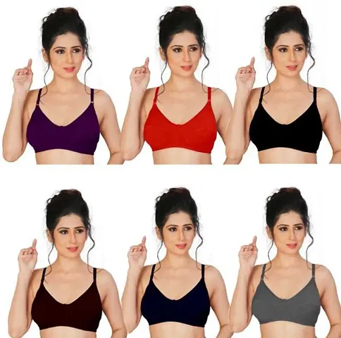 Trendy Solid Full coverage Bra Combo of 6