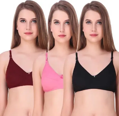 Womens Solid Bras Pack Of 3