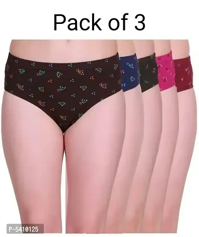 Women Printed Panty Pack of 3 (Random Colour Will Be Send)-thumb0