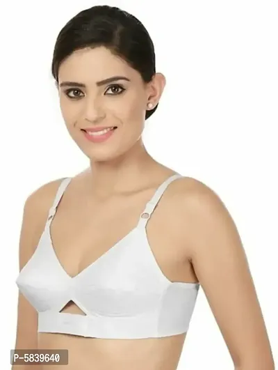 Women White Cotton Bra Pack of 1 (Middle Elastic Is Not Available)-thumb0