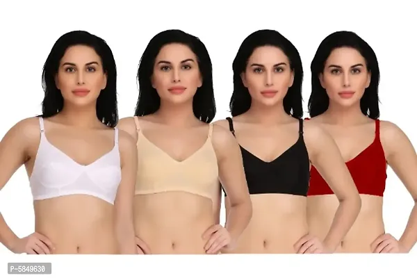 Women Trendy Hosiery Bra Pack Of 4 (Random Colour)