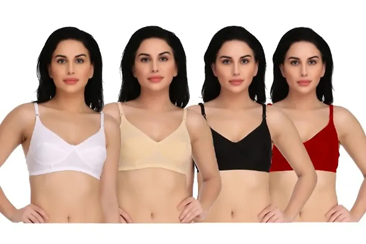 Women Trendy Hosiery Bra Pack Of 4 (Random Colour)