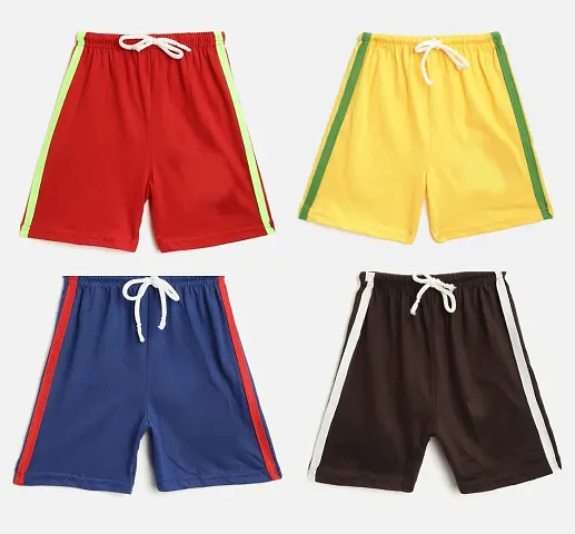 Solid Cotton Shorts for Boys Pack of 4