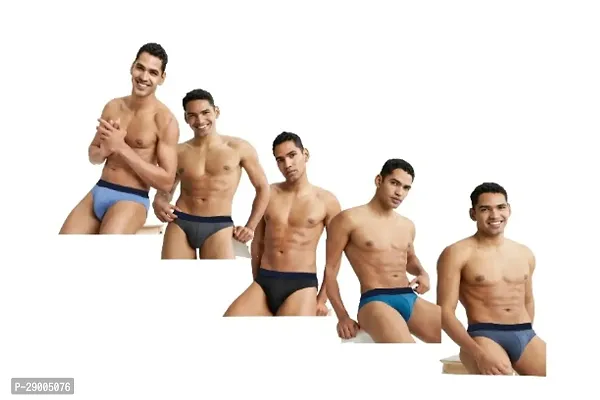 Classic Cotton Blend Solid Brief for Men, Pack of 5-thumb0