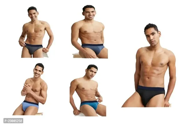 Classic Cotton Blend Solid Brief for Men, Pack of 5-thumb0