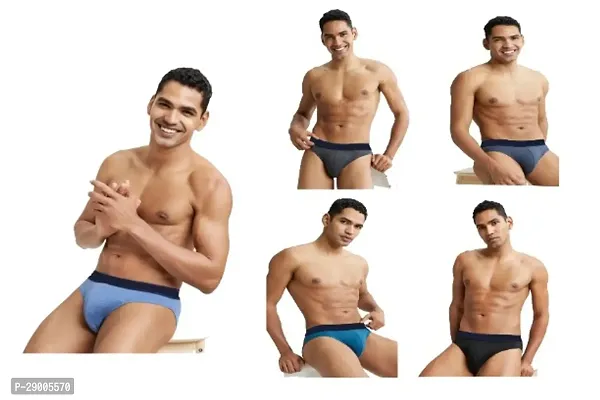 Classic Cotton Blend Solid Brief for Men, Pack of 5-thumb0