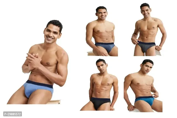 Classic Cotton Blend Solid Brief for Men, Pack of 5-thumb0