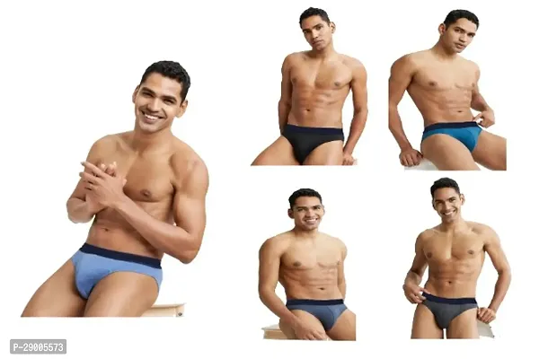 Classic Cotton Blend Solid Brief for Men, Pack of 5-thumb0