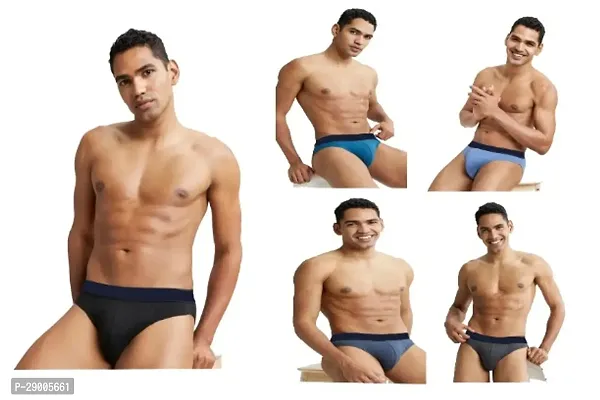 Classic Cotton Blend Solid Brief for Men, Pack of 5-thumb0