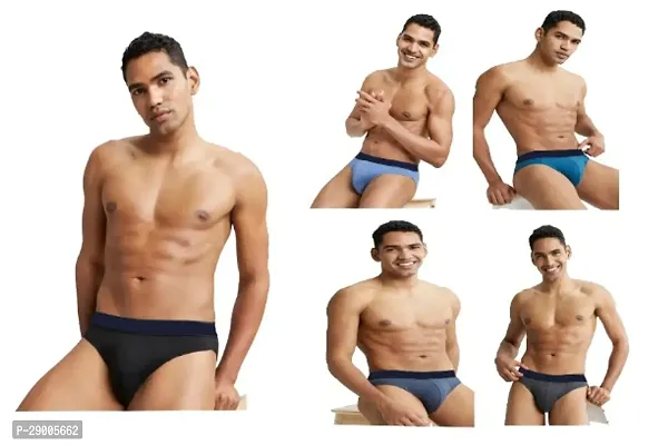 Classic Cotton Blend Solid Brief for Men, Pack of 5-thumb0