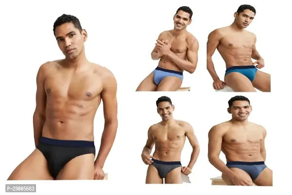 Classic Cotton Blend Solid Brief for Men, Pack of 5-thumb0