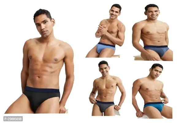 Classic Cotton Blend Solid Brief for Men, Pack of 5-thumb0