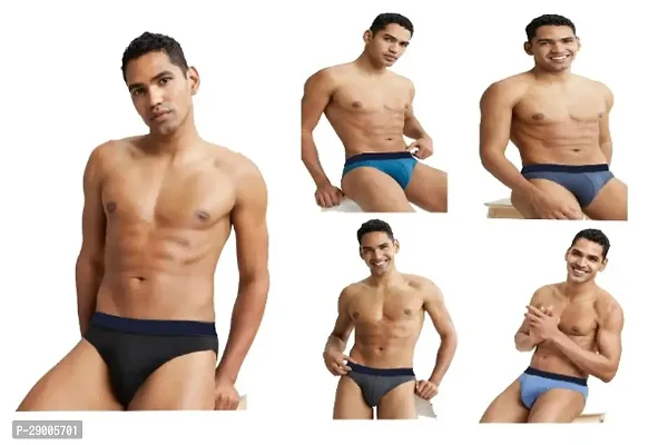 Classic Cotton Blend Solid Brief for Men, Pack of 5-thumb0