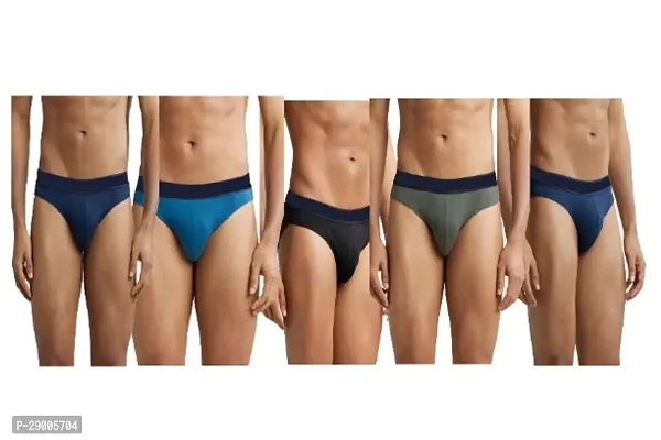 Classic Cotton Blend Solid Brief for Men, Pack of 5-thumb0