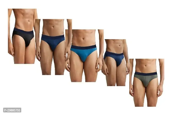 Classic Cotton Blend Solid Brief for Men, Pack of 5-thumb0