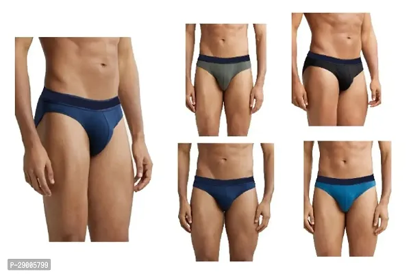 Classic Cotton Blend Solid Brief for Men, Pack of 5-thumb0