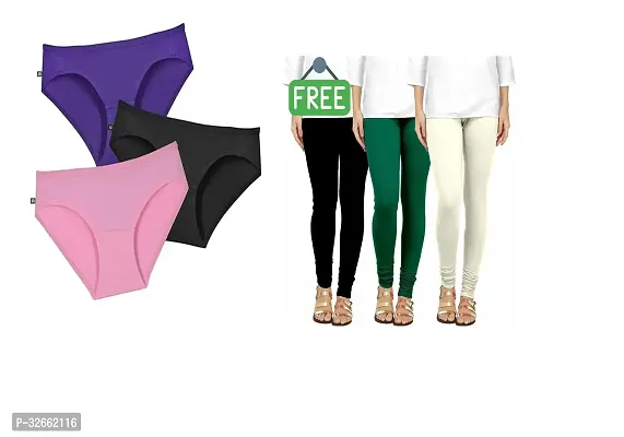 Women Panty Pack Of 3 With Free Pack Of 3 Leggings-thumb0