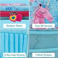 Stylish Unicorn Print Large Capacity Hardtop Pencil Case Zip Organizer for Kids-thumb2