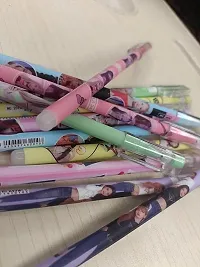 12 Pcs Black pink Theme Pens 0.5mm Tip Blue Ink Erasable Gel Pen Set with attached Magic Wipe Eraser Designer Pen Set for Kids (Pack of 12)-thumb3