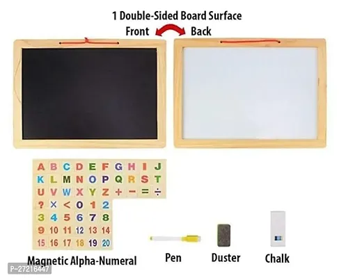 WoodenFrame Double Sided Magnetic Whiteboard and BlackSlate w/Alphanumeric signs-thumb2
