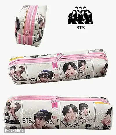 BTS Pencil Box Stationery Pouch (Pack of 1 Pieces) Cute Stylish School Stationery Zipper Pouch for Boys Girls Kids Birthday Party Return Gifts Multicolour - Pack of 1