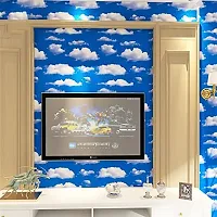 Stylish Sky Blue Cloud Peel 200 * 45cm Self Adhesive Wallpaper-thumb4