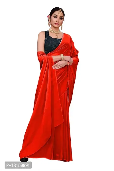 RK Fashions Women's Plain Georgette Saree with Full Stitched Blouse | Red-thumb5