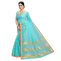 RK Fashions Sky Blue Women's Cotton Saree With Blouse Piece-thumb4