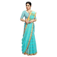 RK Fashions Sky Blue Women's Cotton Saree With Blouse Piece-thumb1