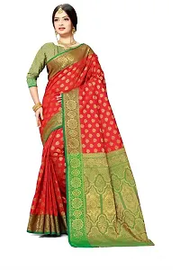 RK FASHIONS Women's Red Silk Jaquard Saree With Blouse Piece-thumb4