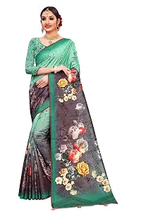 RK FASHIONS Green & Blue Women's SILK Saree With Blouse Piece-thumb1